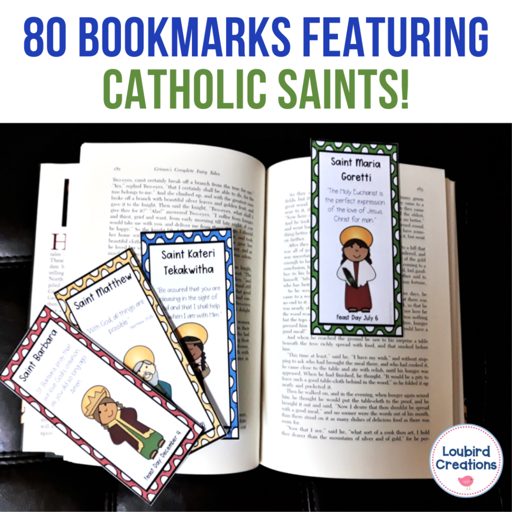 Catholic Saints Bookmarks for Kids