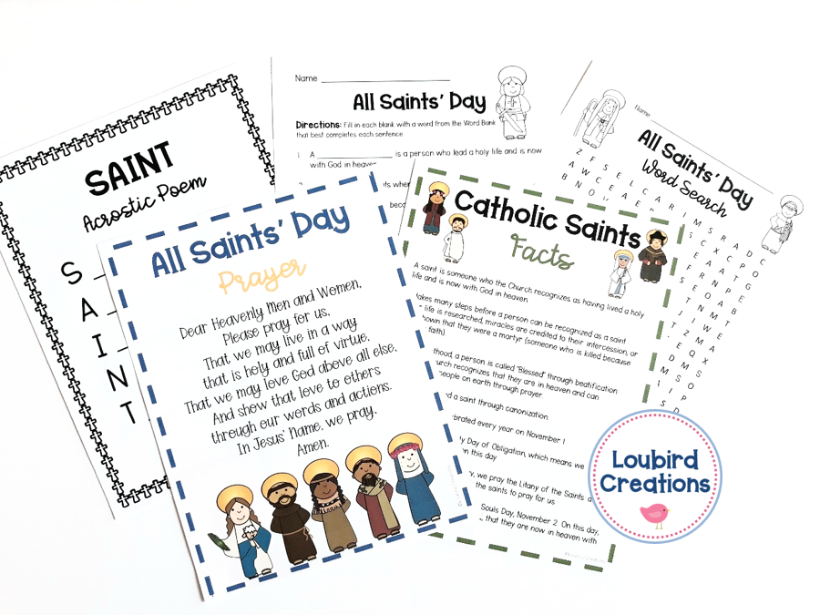 All Saints Day Worksheets